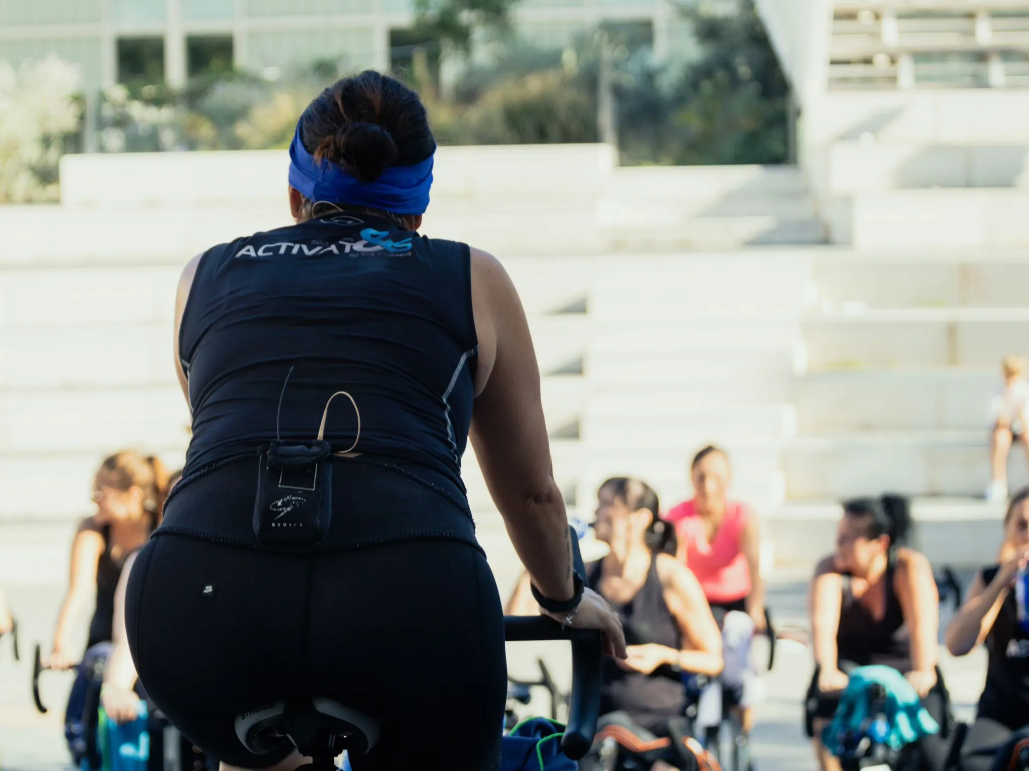 Clase de spinning al aire libre